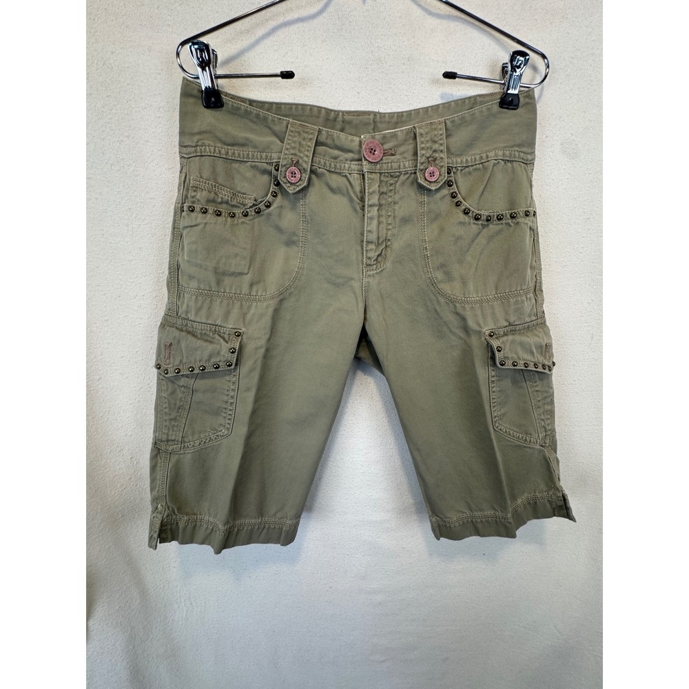 DKNY Jeans Cargo Shorts Olive Green KCMU5214 Studded Utility Bermudas 4